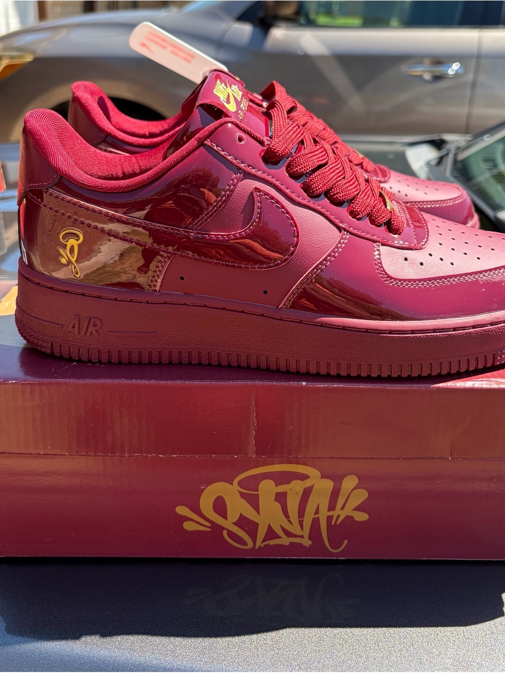 Nike Men's Air Force 1 Low - Burgundy with Gold Logo